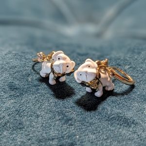 Betsey Johnson White & Gold Dog Earrings
